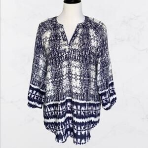 BeachLunchLounge TieDye Baltic Blue 3/4 Sleeve Top Sz S/P